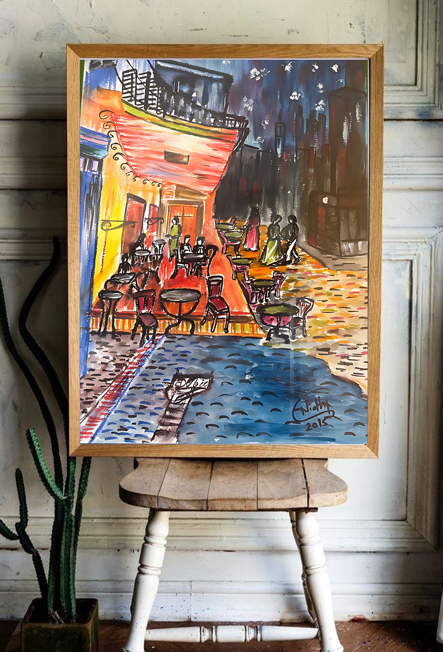 European Street Café at Night